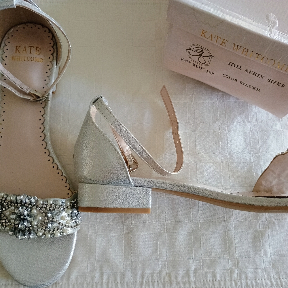 Aerin Silver Sandals with Gem Accents - Picture 2 of 7